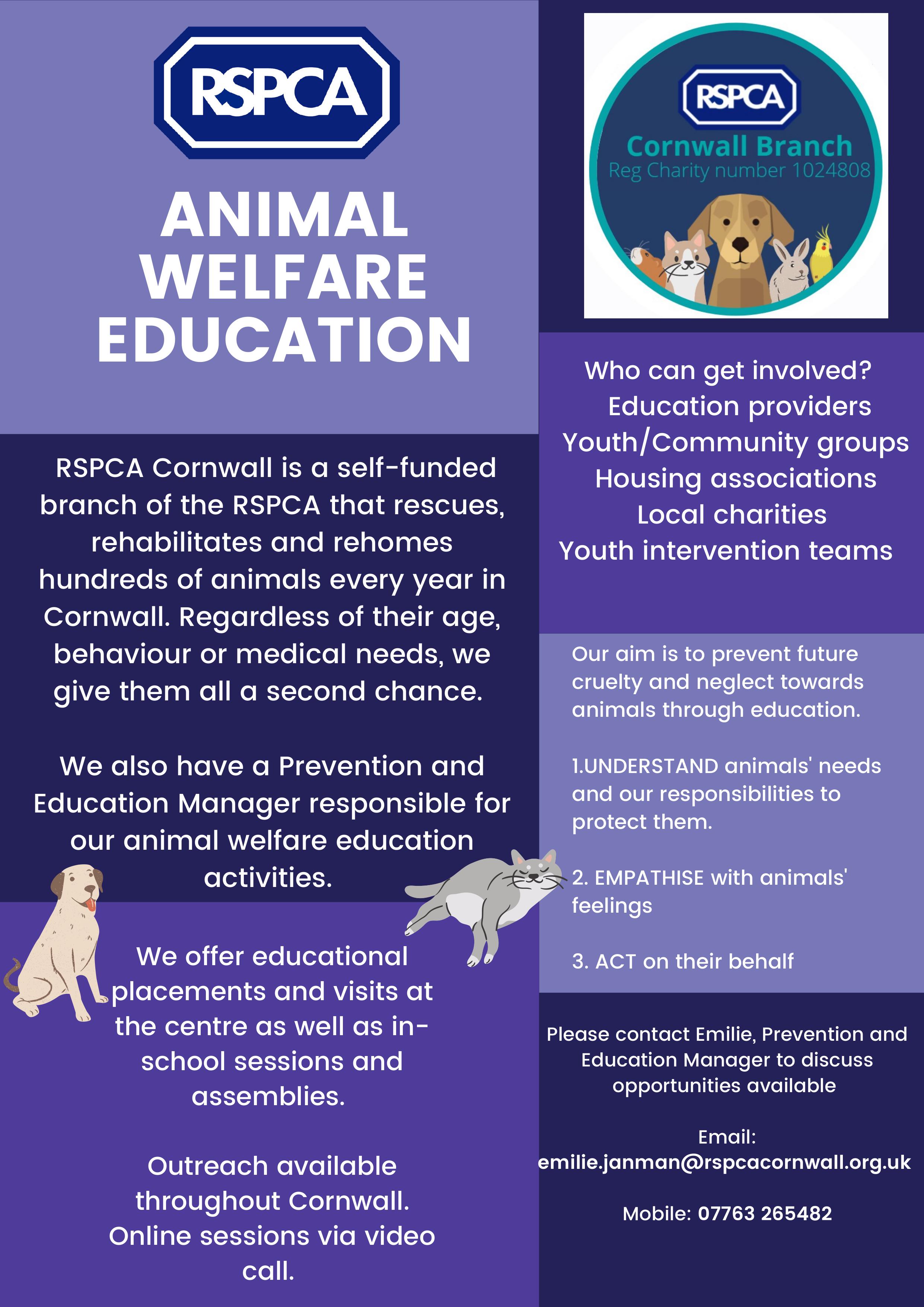 Animal Welfare and Education - RSPCA Cornwall Branch